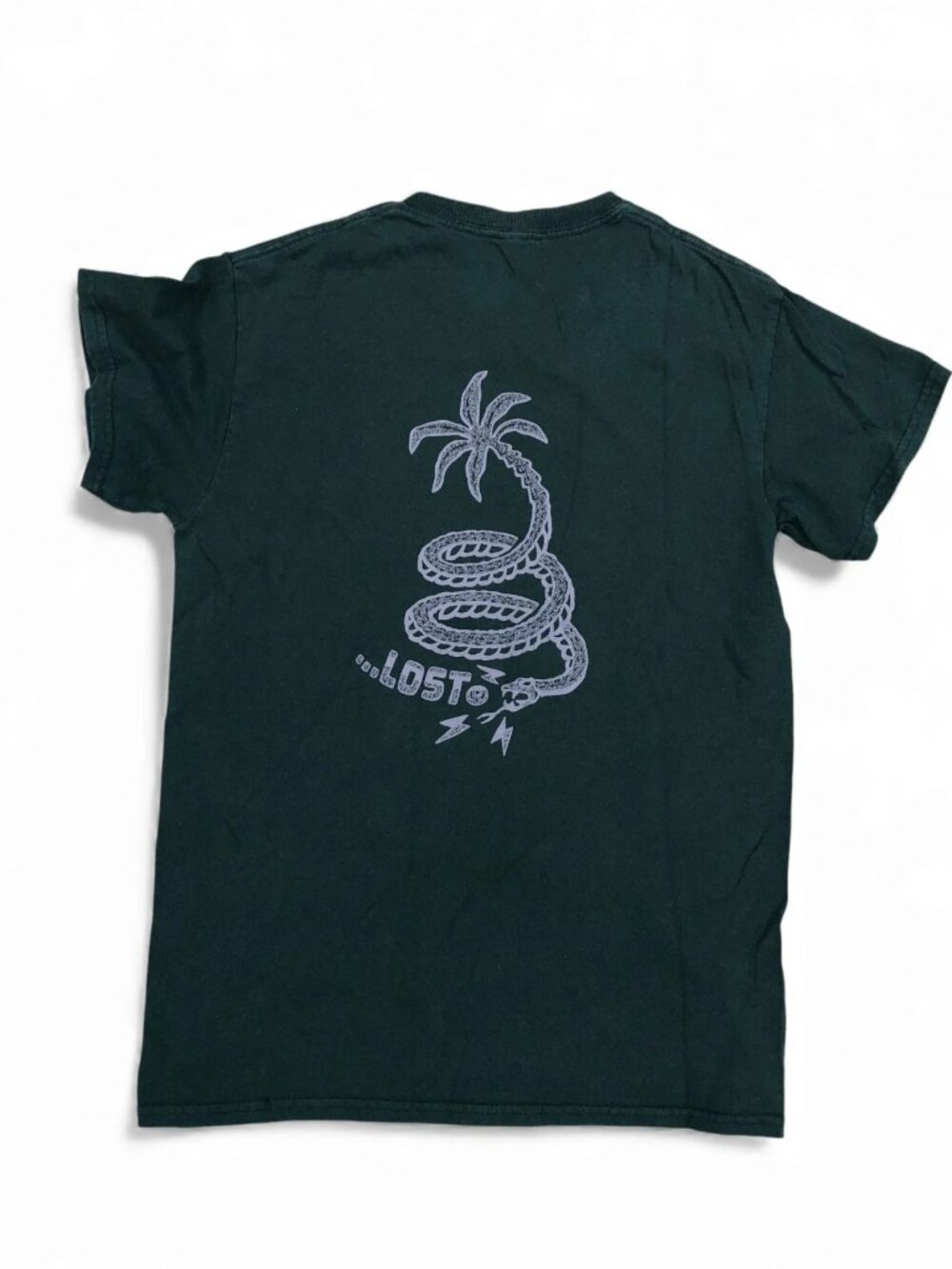 LOST ENTERPRISES Tropical Snake T Shirt Men's SMALL Green Crew Short Sleeve